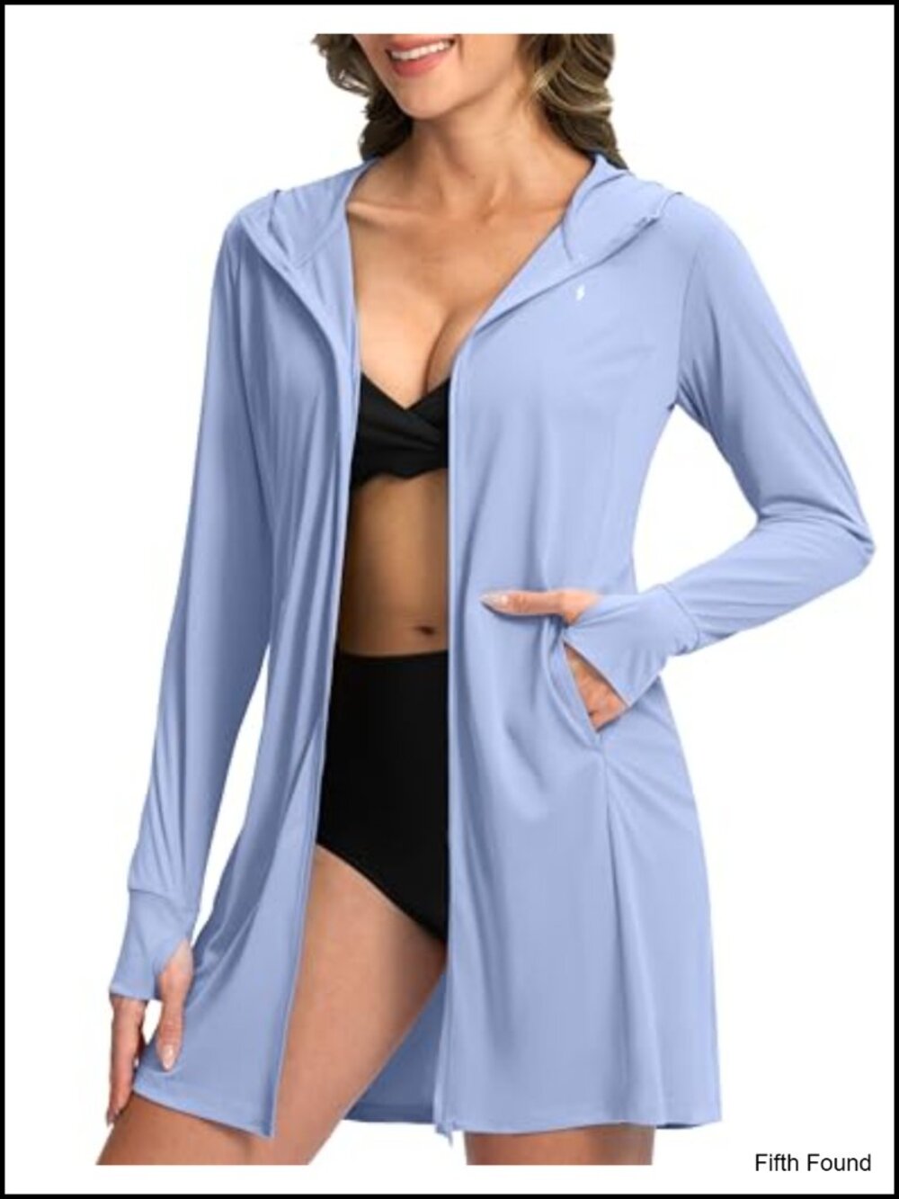 UPF 50+ Long Sleeve Swim Cover Up Hoodie Zip Sun Protection Jacket